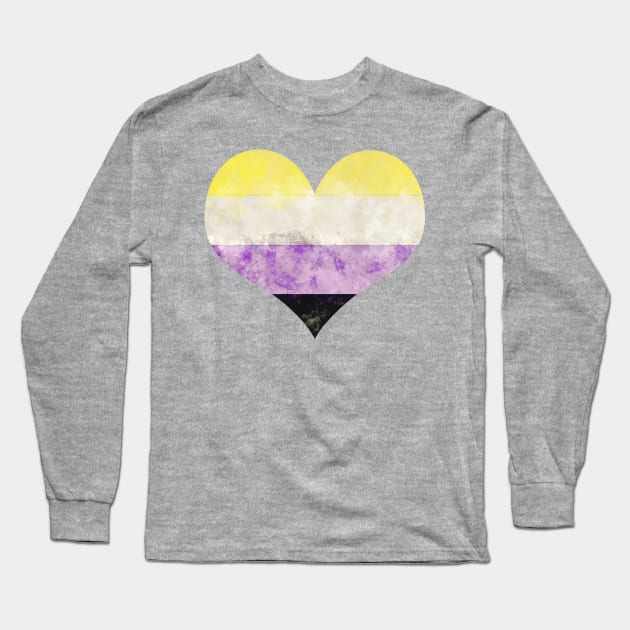 Nonbinary Pride Heart - Watercolor Long Sleeve T-Shirt by MeowOrNever